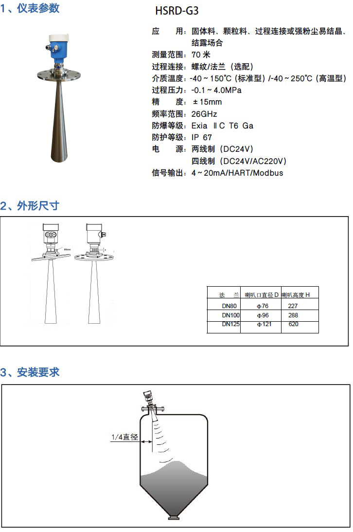 高頻雷達物位計 高頻雷達物位計